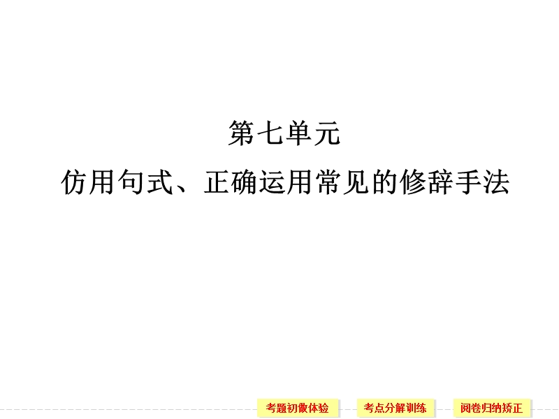 【名师推荐】高考语文（山东专用）一轮课件：第1部分 第7单元 仿用句式、正确运用常见的修辞手法.ppt_第1页