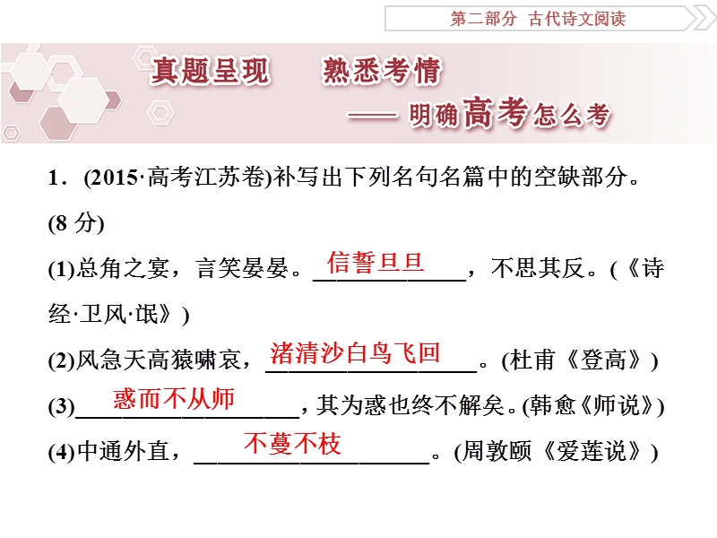 2017优化方案高考总复习·语文（江苏专用）课件：第2部分专题3真题呈现.ppt_第3页