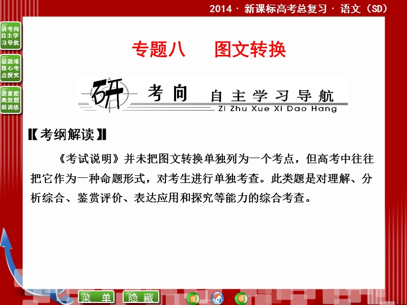 2014届高考语文二轮复习课件 ：8.1 图文转换 .ppt_第1页