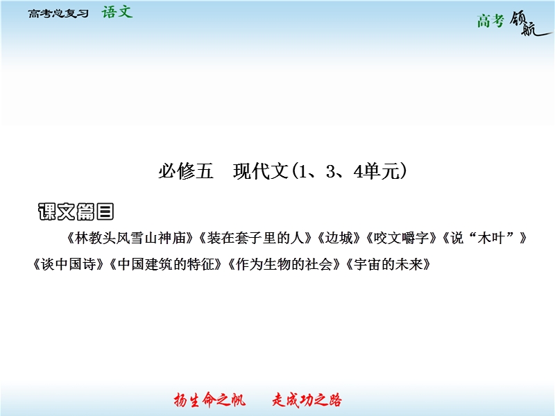 高考语文二轮复习课件：教材基础梳理必修5-1 现代文（人教版）.ppt_第1页