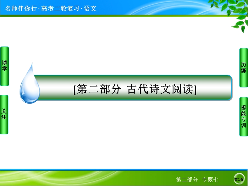 2014高考语文名师指导专题突破课件：专题七　古代诗歌鉴赏（143张ppt）.ppt_第1页