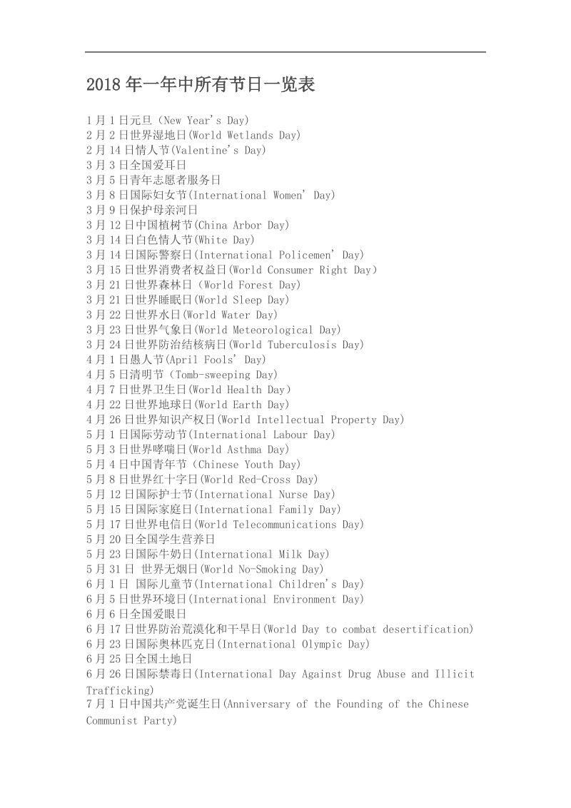 一年度中所有节日一览表.doc_第1页