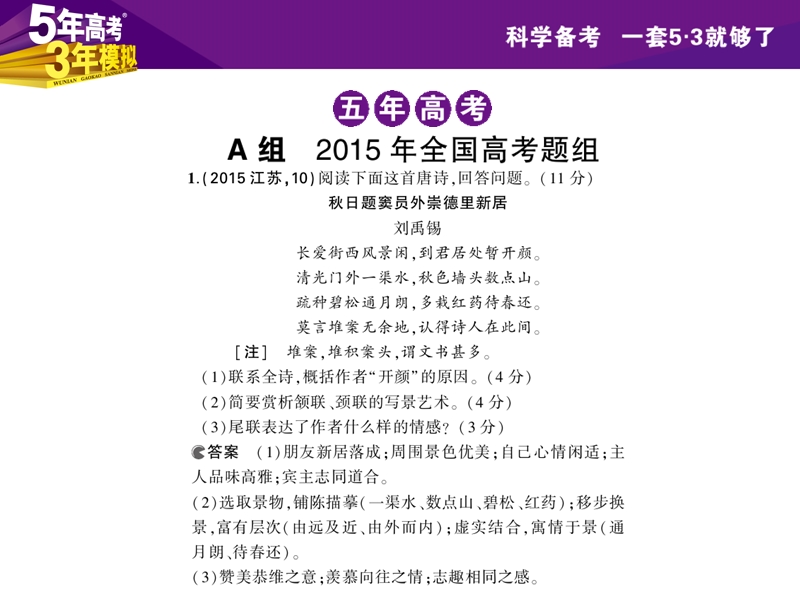 【5年高考3年模拟】（江苏专用）2016届高考语文科学备考精讲课件：专题七　古代诗歌赏析.ppt_第3页