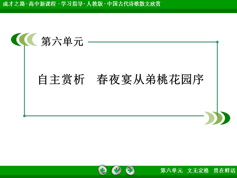 【成才之路】2015高中语文（中国古代诗歌散文欣赏）课件：第6单元 自主赏析2 春夜宴从弟桃花园序.ppt_第3页