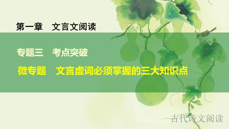 《新步步高》 高考语文总复习 大一轮 （ 人教全国 版）课件：古代诗文阅读 第1章文言文阅读 专题3考点突破 微专题 文言虚词必须掌握的三大知识点.ppt_第1页