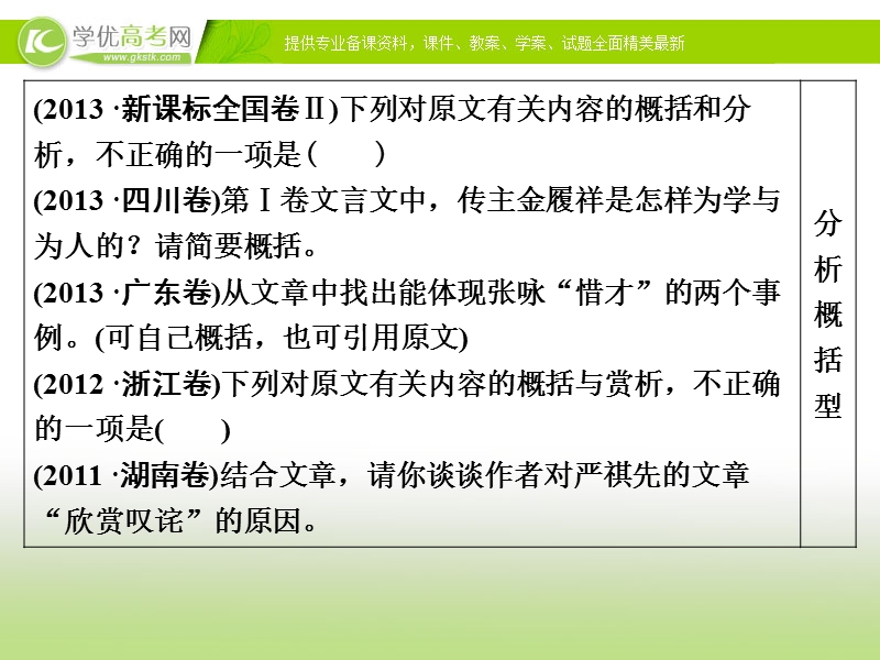 语文二轮简易通（新课标）课件：专题2 考点3 理解与分析.ppt_第3页