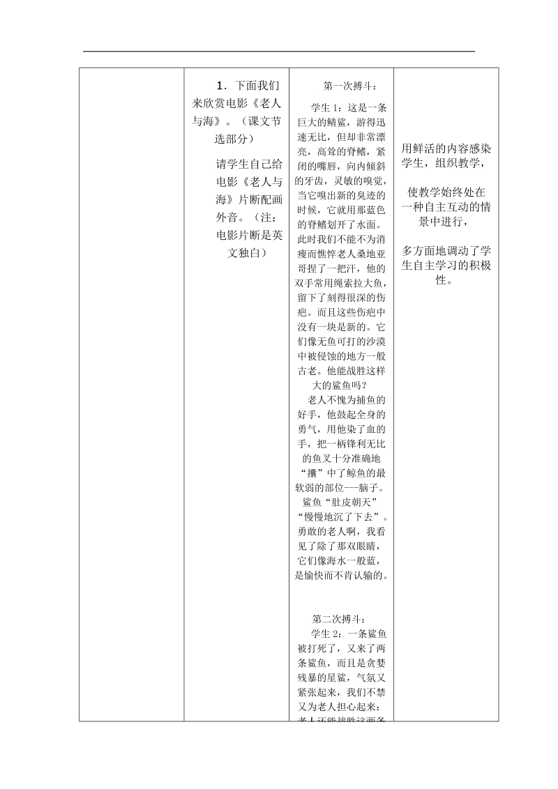 2015－2016年人教版必修3 第3课《老人与海》教案2.doc_第3页