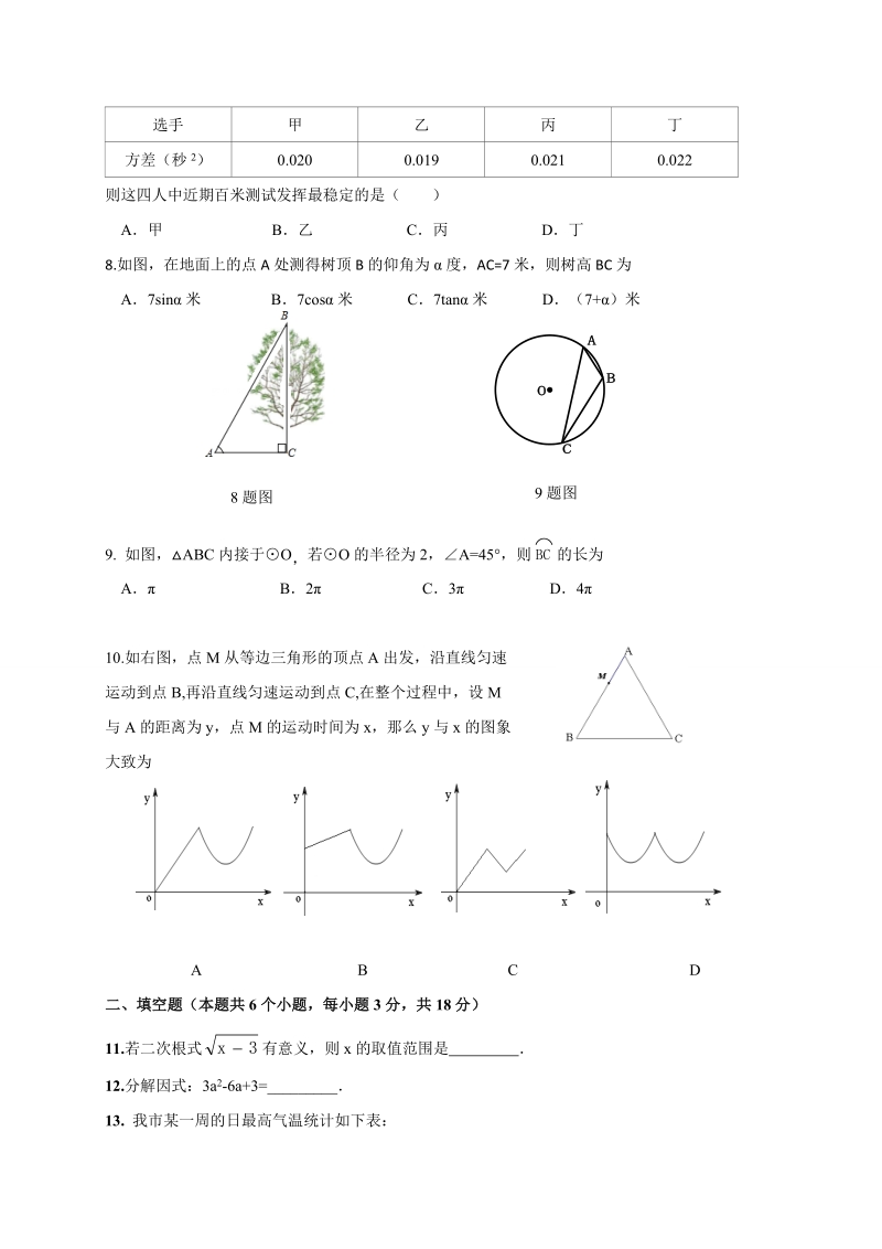 北京市怀柔区2016年中考第二次模拟考试数学试题含答案.doc_第2页