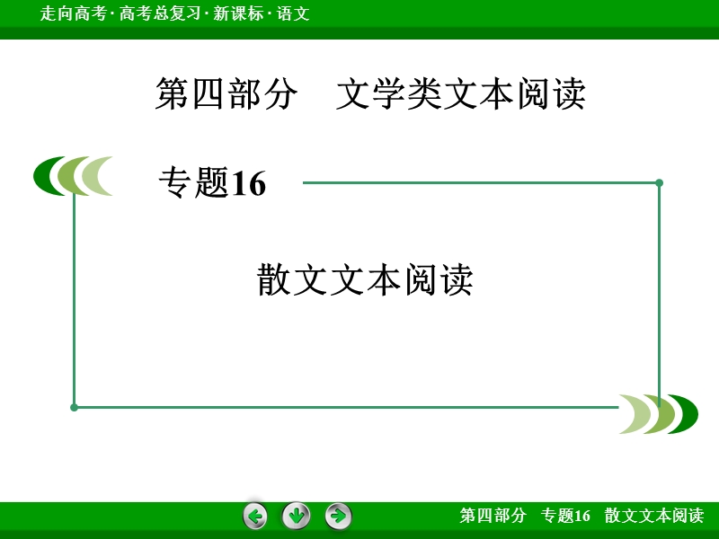 【走向高考 】（新课标版）高考语文一轮总复习专题课件 专题16　散文文本阅读.ppt_第2页