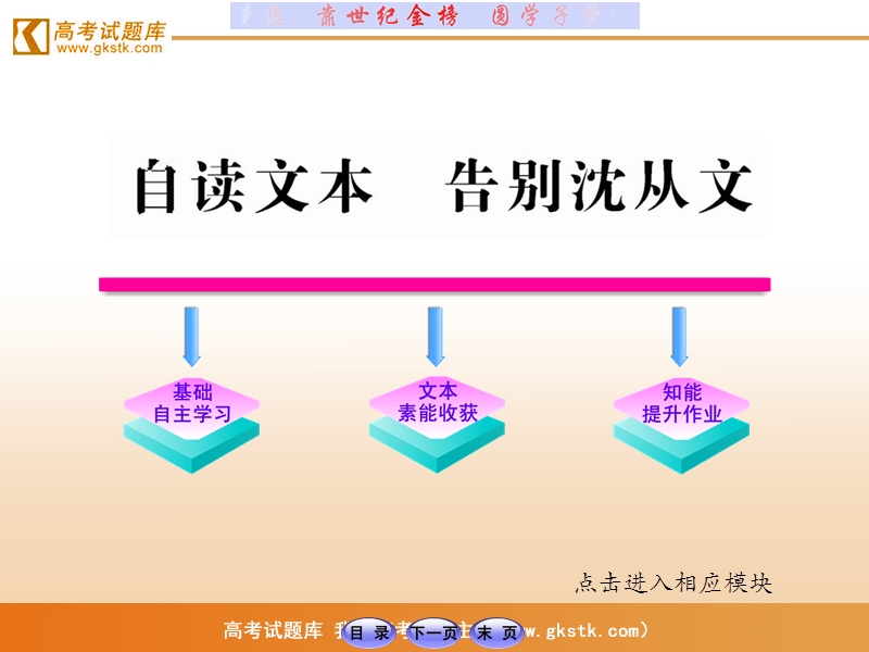 【山东人民版】2012高考语文全程学习方略课件：必修1 告别沈从文.ppt_第1页