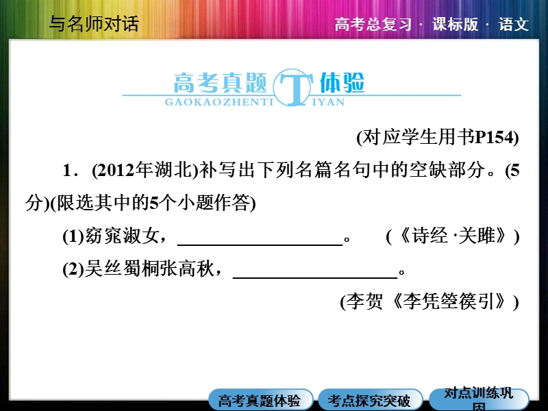 （成才之路）高考语文一轮复习专题汇总精讲： 默写常见的名句名篇.ppt_第3页