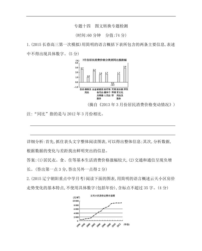 【推荐】2016届高三语文复习检测 专题十四 图文转换.doc_第1页