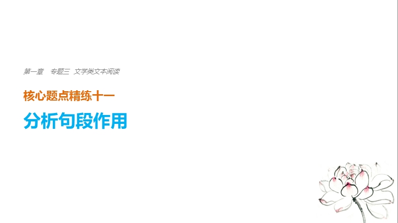 浙江省2018届高三语文 考前三个月核心题点精练 课件：第一章 专题三 文学类文本阅读  十一.ppt_第1页