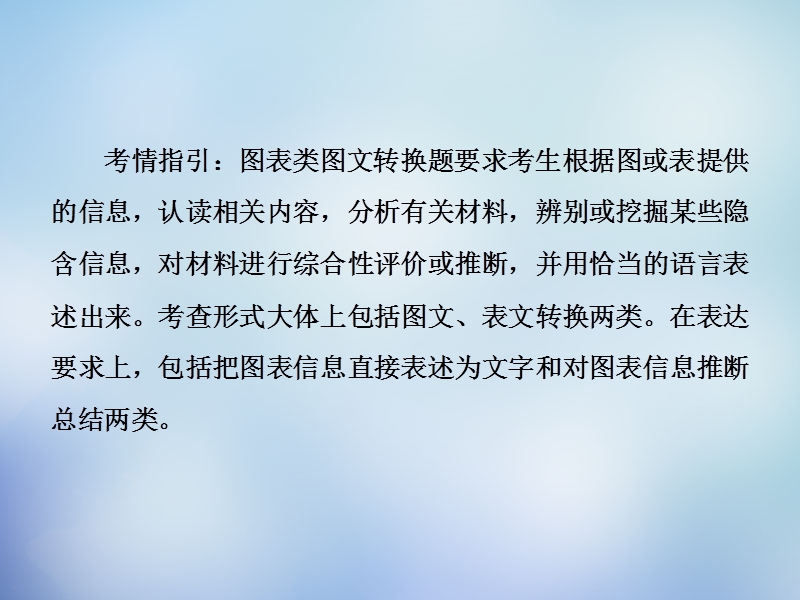 【课堂新坐标】2015届高考语文二轮复习 第一部分 抢分妙招8 图表类图文转换题的得分策略课件.ppt_第2页