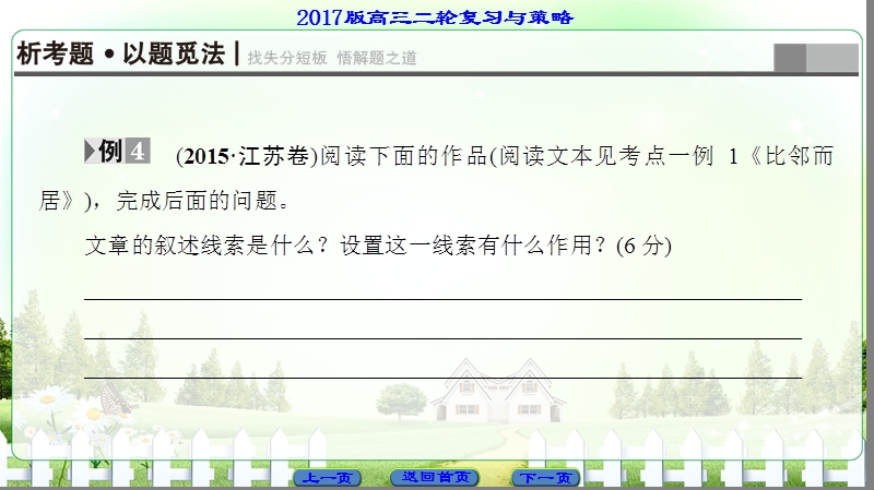 【课堂新坐标】2017高考语文（江苏专版）二轮复习与策略课件： 高考第5大题 ⅱ 考点3 分析结构技巧.ppt_第2页