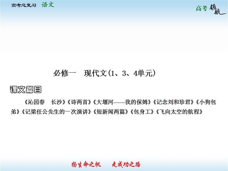 高考语文二轮复习课件：教材基础梳理必修1-1 现代文（人教版）.ppt_第2页