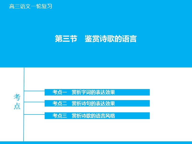 【百天辅导】2016届高三语文一轮复习课件：专题2.2.3 鉴赏诗歌的语言（山东专版）.ppt_第1页