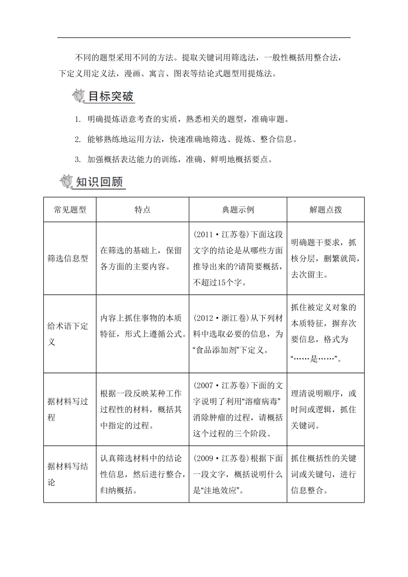 2015高考语文二轮提优导学案 第一部分 语言表达 第一节 热点题型 提炼语意.doc_第2页