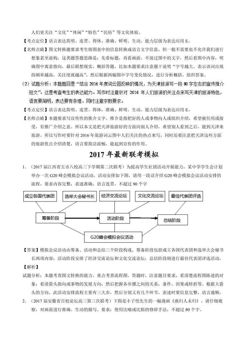 备战2018高考 2017年高考真题及名校模拟语文试题汇编精析：专题09 语言表达之图文转换.doc_第2页