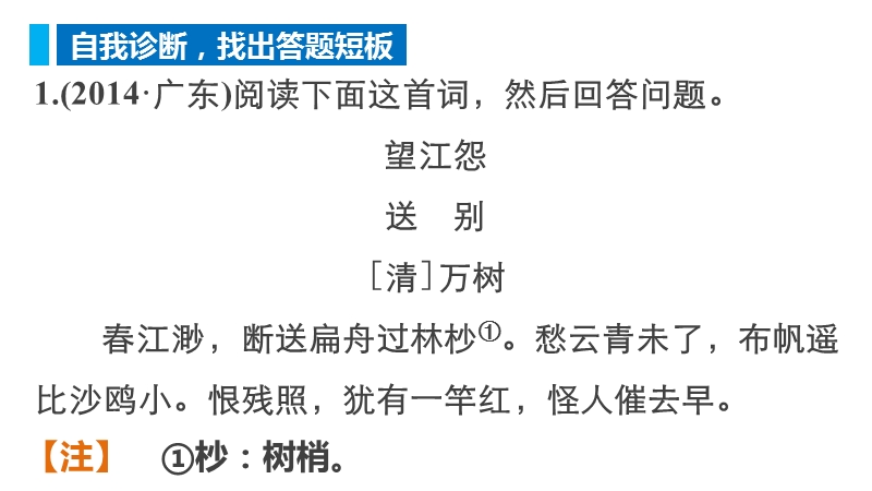 【步步高】2015届高考语文（湖南专用）大二轮复习问题诊断与突破课件：第二章 学案7 赏析之要，赏句为妙.ppt_第3页