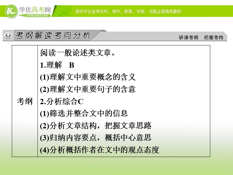 【冲关课件】高考语文（新课标人教版）一轮总复习配套课件“现代文阅读”专题冲关能力提升 第一章 论述类文本阅读.ppt_第2页