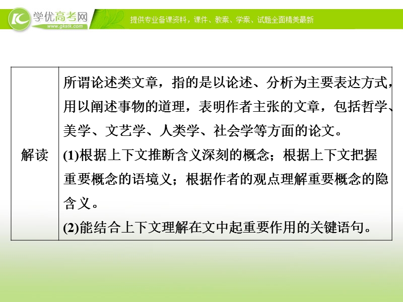 【冲关课件】高考语文（新课标人教版）一轮总复习配套课件“现代文阅读”专题冲关能力提升 第一章 论述类文本阅读.ppt_第3页