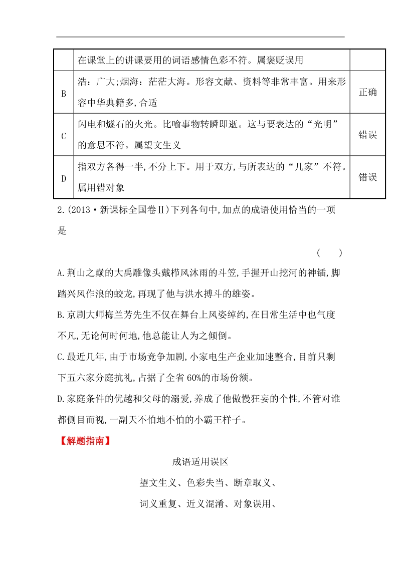 【题库宝典】2015高考语文（人教）一轮复习分类题库：考点3 词语（包括熟.doc_第2页