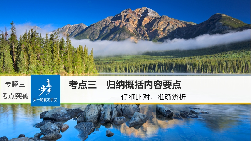 2018年【新步步高】语文人教版一轮复习：古诗文阅读 第一章 专题三 考点三归纳概括内容要点.ppt_第1页