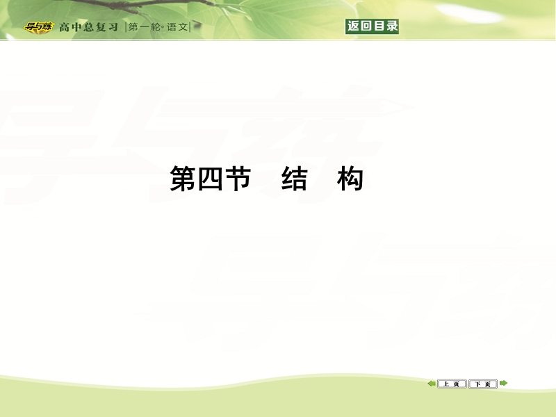 【导与练】2016届新课标卷高三语文复习课件专题15议论文写作第四节　结　构.ppt_第1页