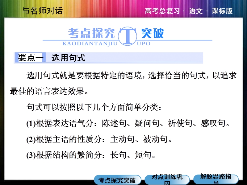 2015高考语文总复习课件：专题四 选用、变换句式.ppt_第2页