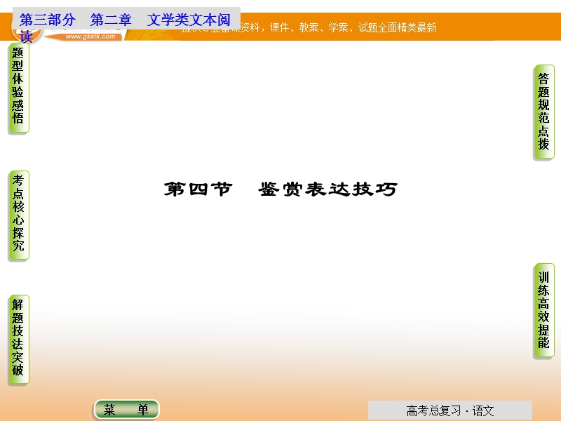 安徽高考语文一轮课件：第二章专题二第四节 鉴赏表达技巧 .ppt_第1页