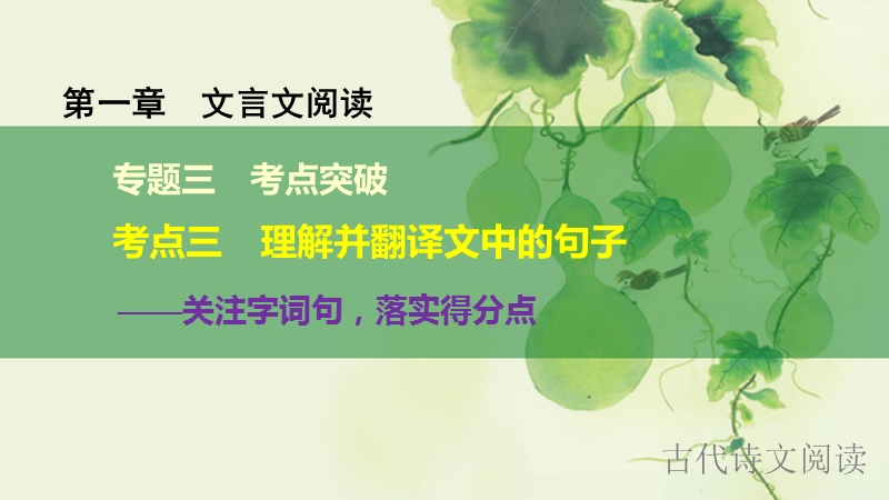 《新步步高》 高考语文总复习 大一轮 （ 人教全国 版）课件：古代诗文阅读 第1章文言文阅读 专题3考点突破 考点3理解并翻译文中的句子.ppt_第1页