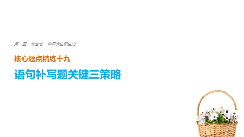 2018届高三语文（全国通用） 考前三个月核心题点精练 课件：第一章 专题七 语言表达和运用 十九.ppt_第1页