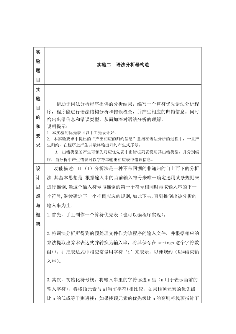 北方工业大学编译原理实验2报告语法分析.docx_第2页