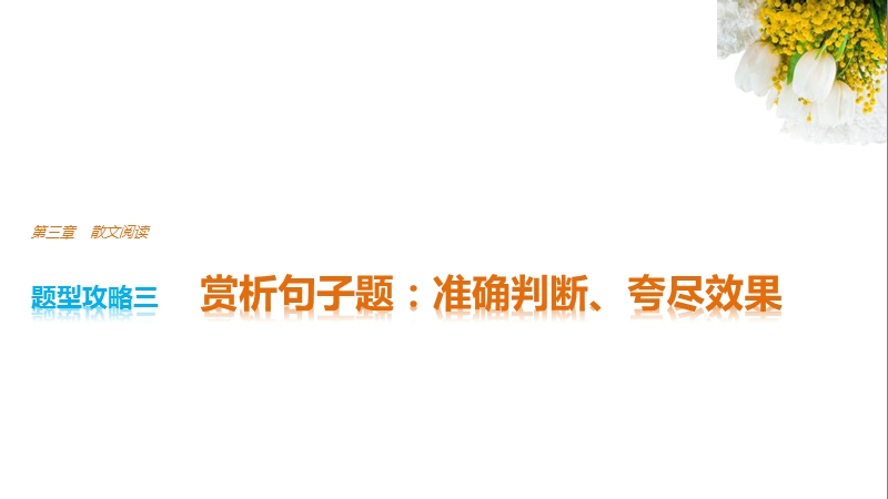 2017版浙江考前三个月高考语文题型攻略课件：第三章 散文阅读 题型攻略三 .ppt_第1页