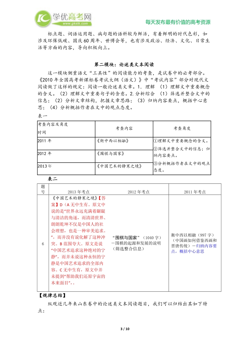 2011--2013年山东省新课标高考语文试卷命题规律及14年备考.doc_第3页