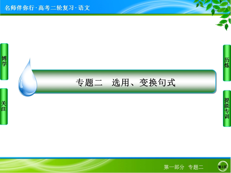 2014高考语文名师指导专题突破课件：专题二　选用、变换句式（73张ppt）.ppt_第2页