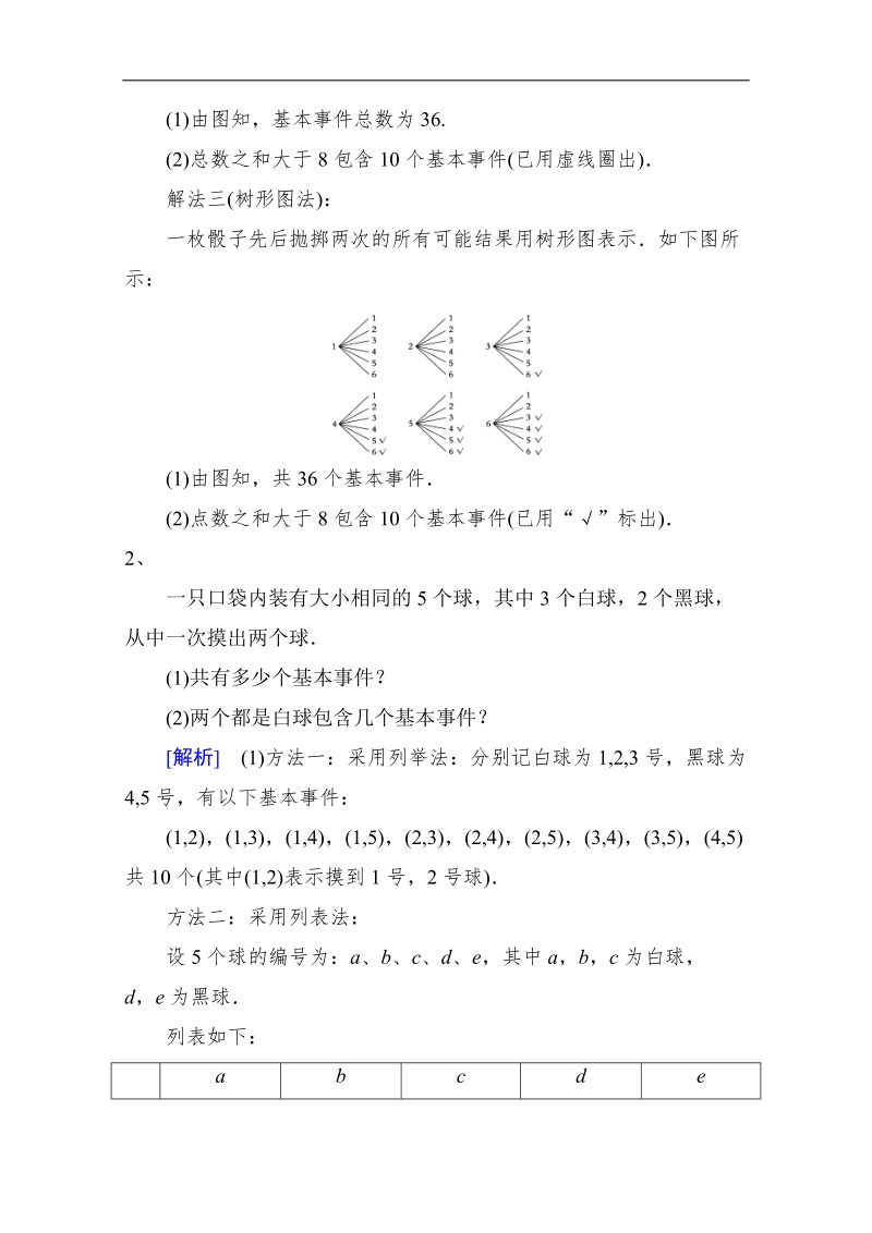 【推荐】山东省2016年高一数学（新人教a版必修3）考点清单：《3.2 古典概型》.doc_第2页