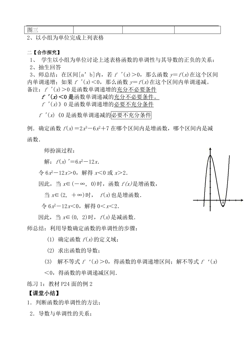 湖北省荆州市沙市第五中学人教版高中数学选修1-1 3-3-1函数的单调性与导数 导学案.doc_第2页