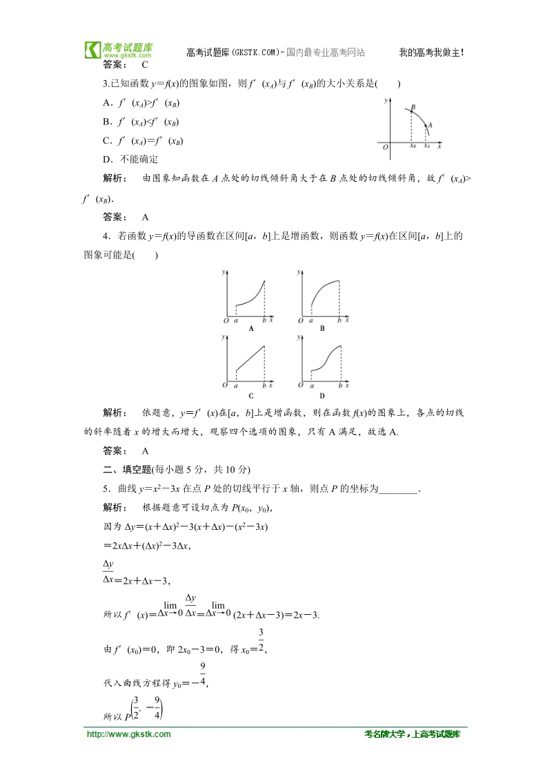 【人教a版】新课标选修1-1数学测试：3.1.3导数的几何意义.doc_第2页