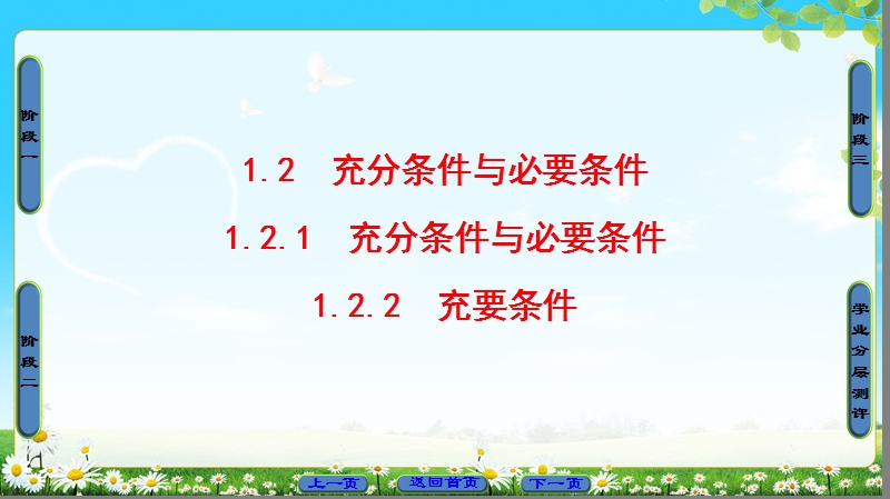 2018版高中数学（人教a版）选修1-1同步课件：第1章 1.2.1　充分条件与必要条件 1.2.2 充要条件.ppt_第1页