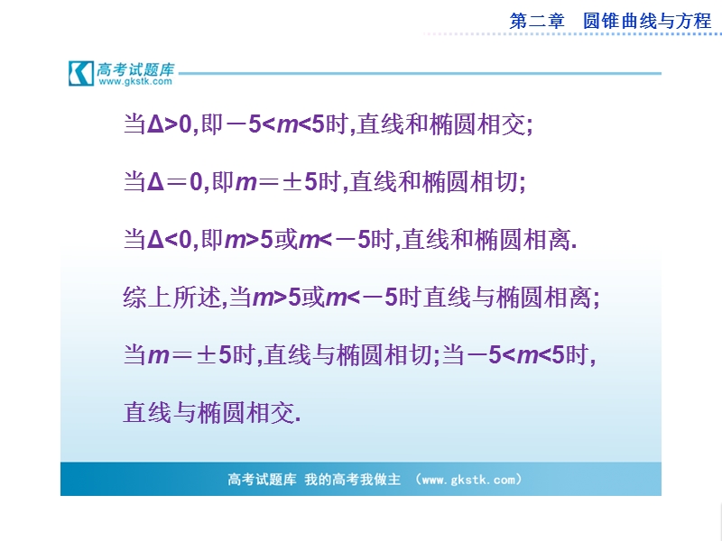 数学：第二章2.1.2第二课时直线和椭圆的位置关系课件（人教a版选修1-1）.ppt_第3页