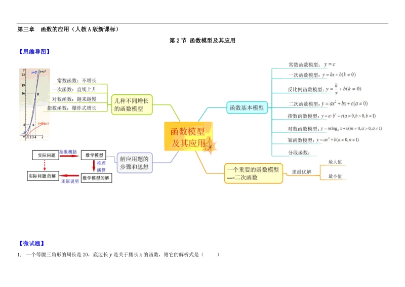 教材图解（思维导图+微试题）人教a版高中数学必修1学案：3.2函数模型及其应用.doc_第1页