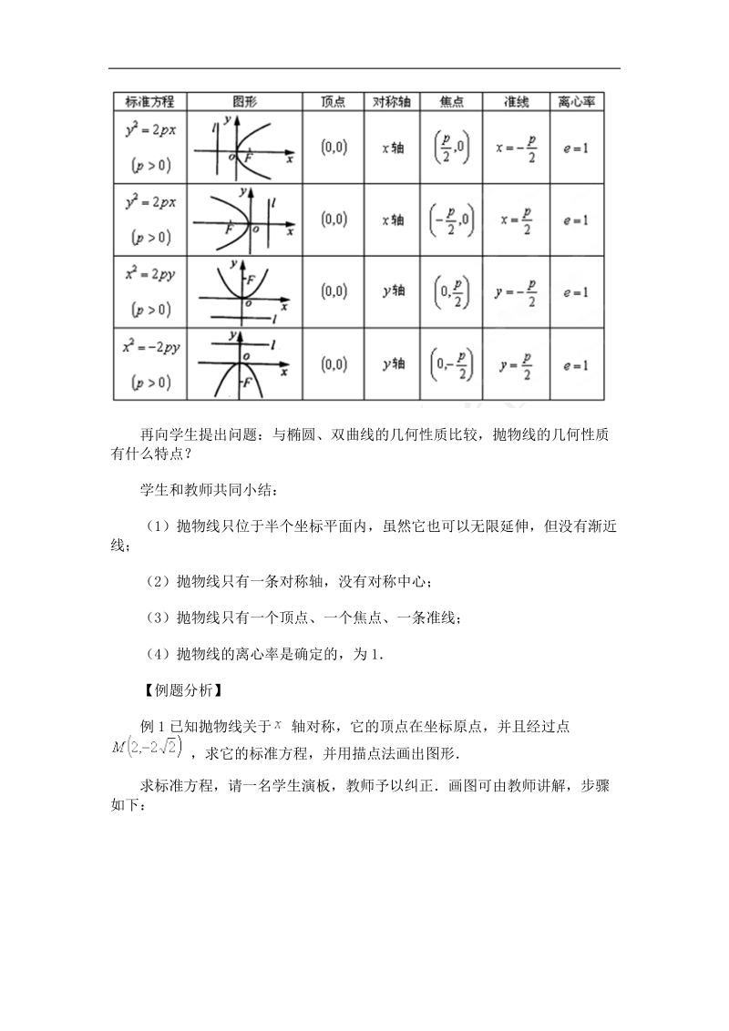 吉林省东北师范大学附属中学高中数学人教a版选修1-1课时教案：2.3.4抛物线及简单几何性质复习小结.doc_第3页