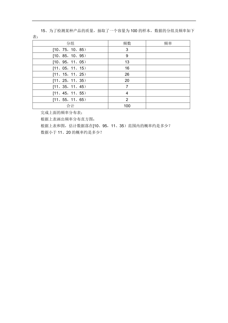 人教a版高一数学精品练习题：2.2.2用样本估计总体（必修3）.doc_第3页