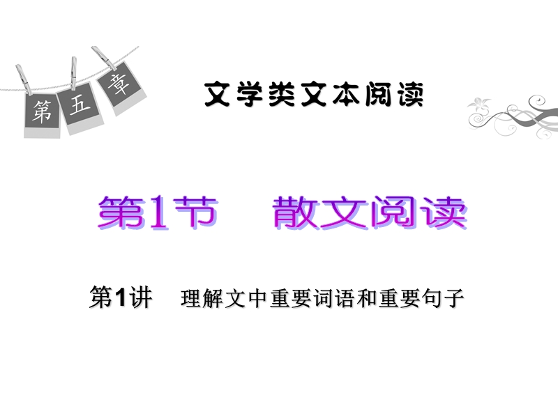 高考语文一轮复习精品课件：文学类文本阅读：第1讲 理解文中重要词语和重要句子.ppt_第1页