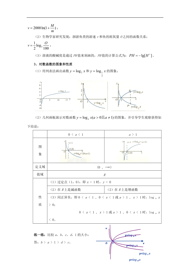 福建省高中数学新人教版必修一教案：2.2.2 对数函数及其性质.doc_第2页