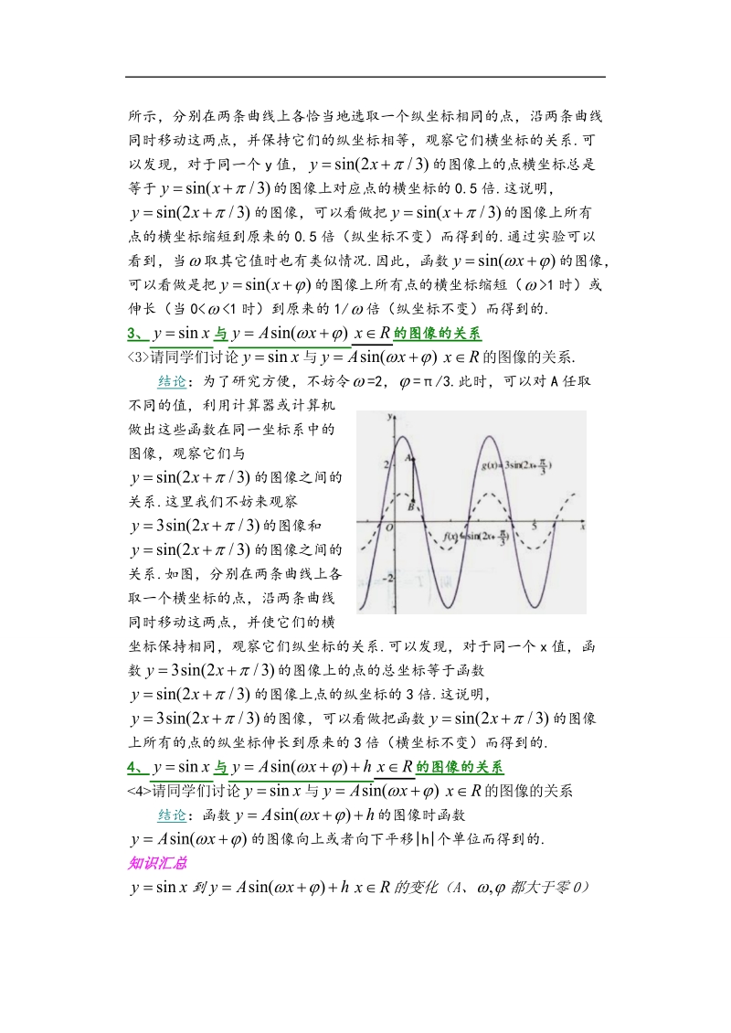 孟老师全面剖析高一数学新课标人教版必修四必学知识教学案：1.5.1 正弦型函数的图像（1）.doc_第2页