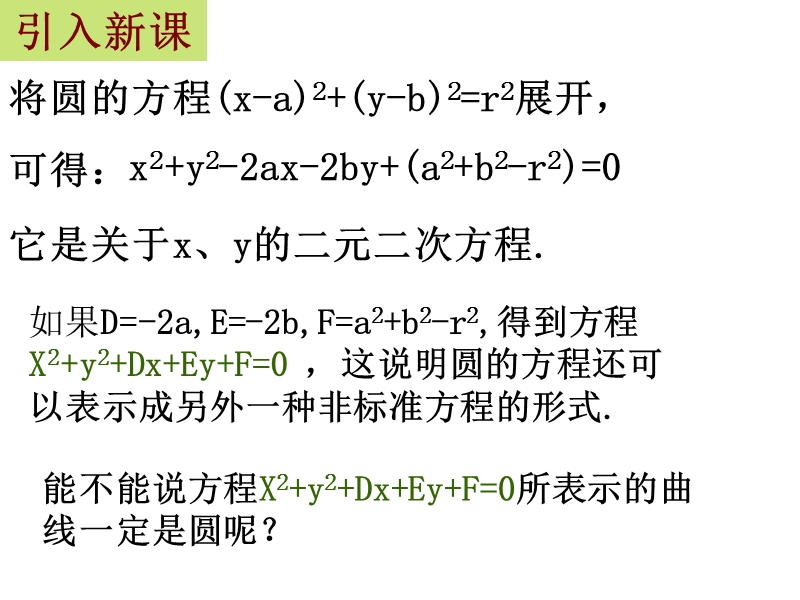 河南省长垣县第十中学高中数学 4.1.2圆的一般方程课件 新人教版必修2.ppt_第2页