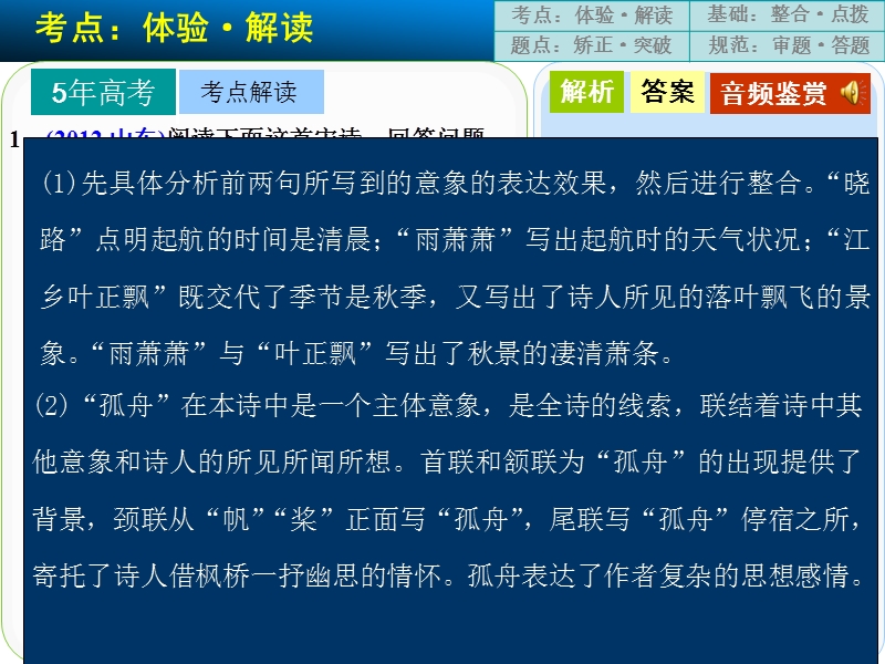 高考语文一轮复习精选好题汇编附解析 古代诗歌鉴赏  第二节  高频考点一.ppt_第3页